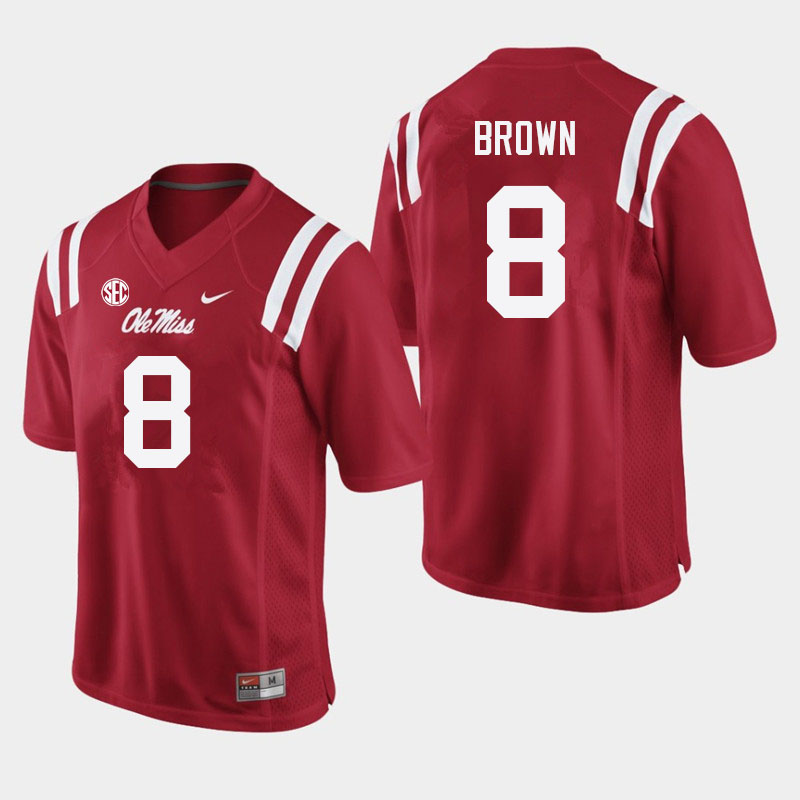 Men #8 Troy Brown Ole Miss Rebels College Football Jerseys Sale-Red